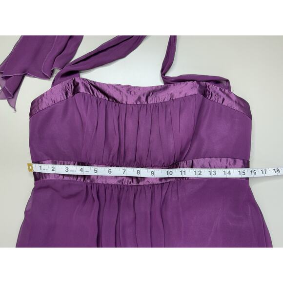 VTG Y2K Jessica McClintock Empire Dress 12 Plum Halter Chiffon Prom Bridesmaid - Picture 9 of 16